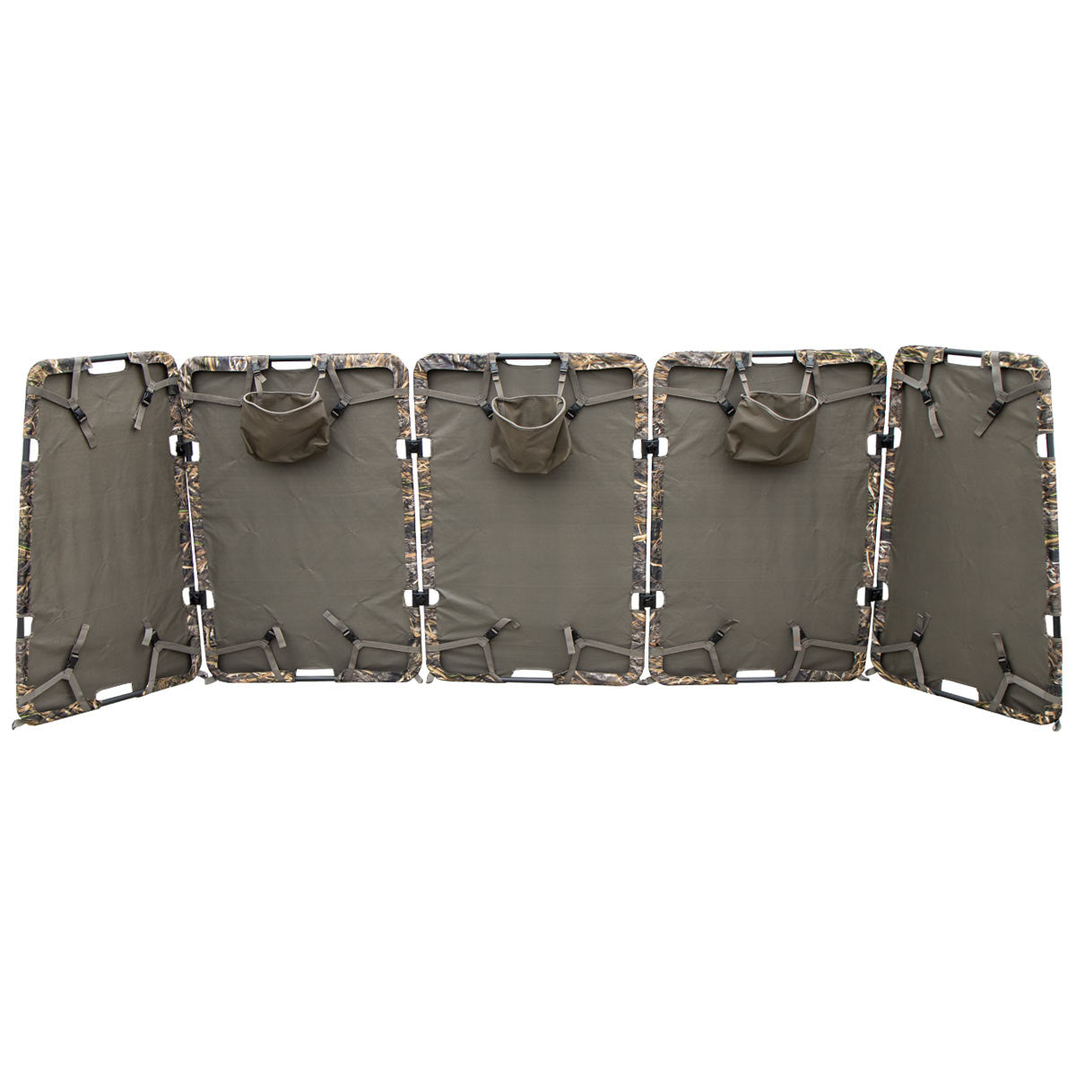 Hunting blind showing inside options with accessories for pigeon shooting